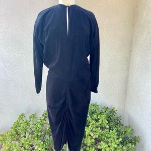Vintage 80s black suede leather dress with rhinestone trim Phantasies Small